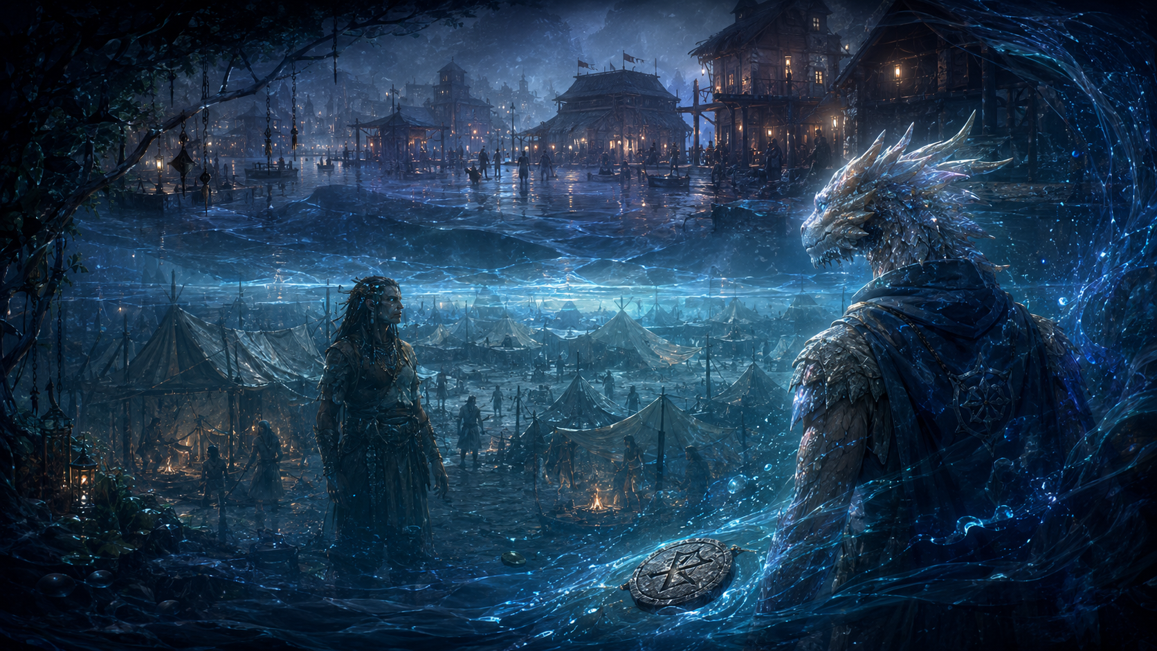 Shiny's vision of the submerged encampment.