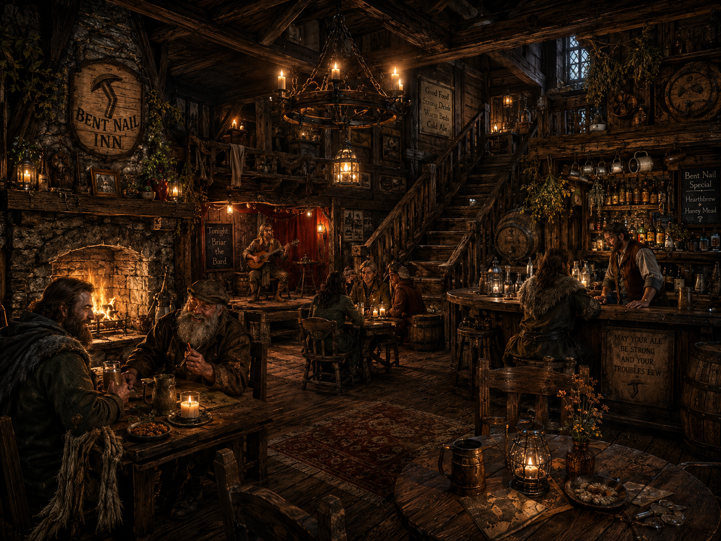 The common room of the Bent Nail Inn