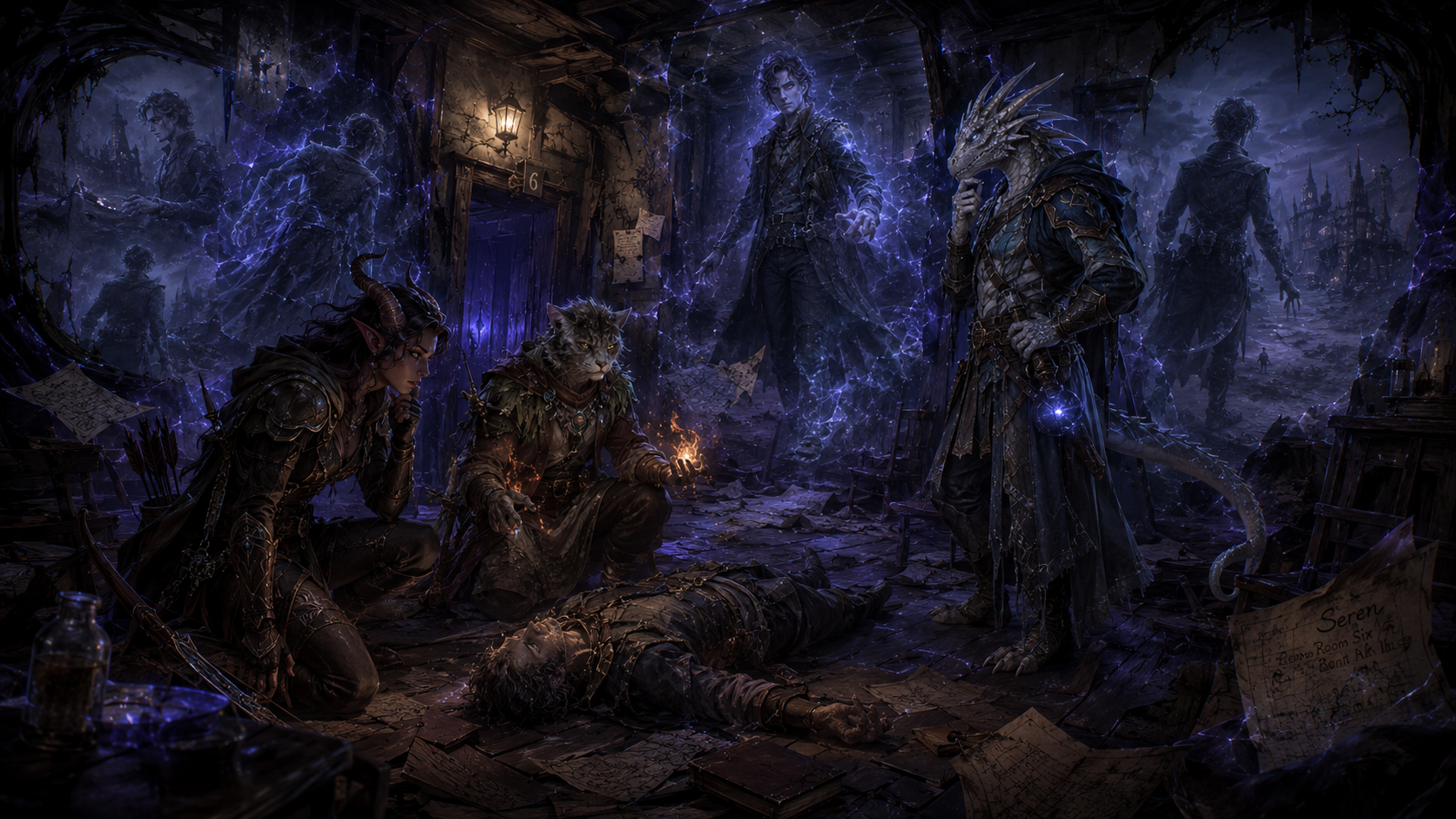 The party investigates room six and watches Orren's final moments
